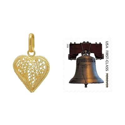 Alternate image for Gold Plated Filigree Heart Necklace Lace Sweetheart