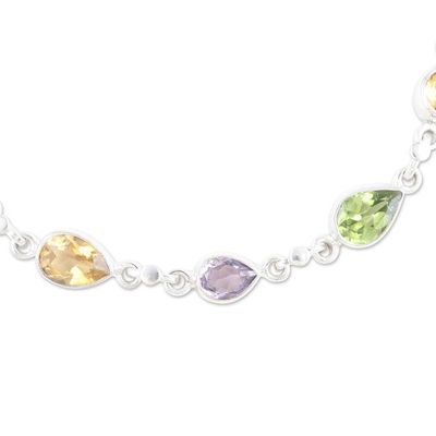 Alternate image for Sterling Silver Link Bracelet with Multiple Gemstones Intense Symphony