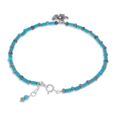 Alternate image for Handmade Jasper Beaded Silver Pendant Anklet from Thailand Ankle High