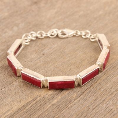 Alternate image for 14-Carat Ruby Link Bracelet Crafted from Sterling Silver Fascinating Red