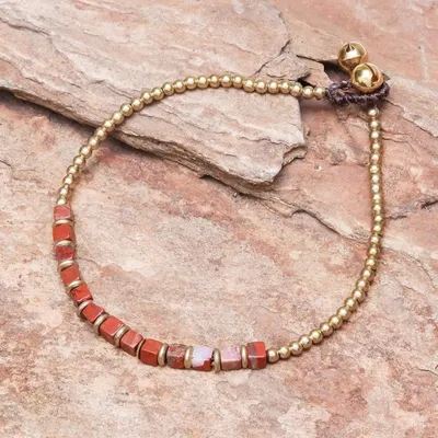 Alternate image for Beaded Anklet with Cube Jasper from Thailand Cube Beauty