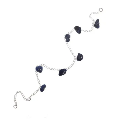 Alternate image for Sterling Silver Charm Anklet with Sodalite Stone from Peru Blue Sunny Days
