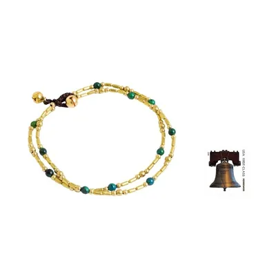 Alternate image for Brass and Serpentine Thai Handcrafted Anklet Golden Bell