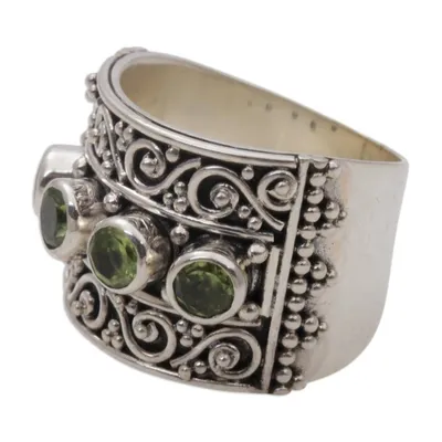 Alternate image for Peridot and 925 Sterling Silver Multi-Stone Ring from Bali Lucky Four