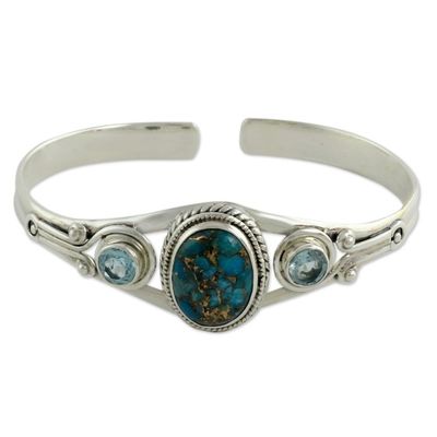 Alternate image for Handmade Blue Topaz Bracelet with Composite Turquoise Azure Heavens