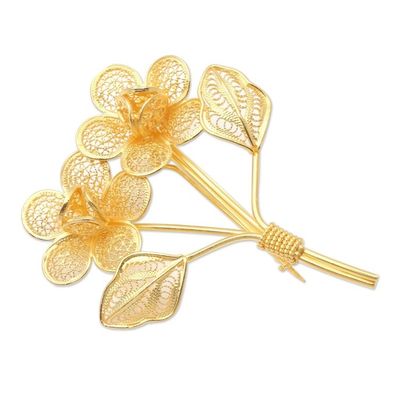 Alternate image for Gold-Plated Filigree Flower Bouquet Brooch Valentine Bouquet