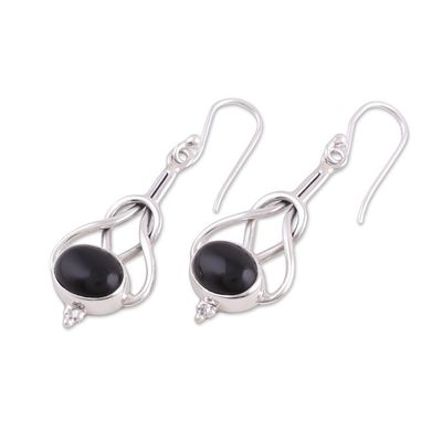 Alternate image for Modern Jewelry Sterling Silver and Onyx Earrings Vision Path