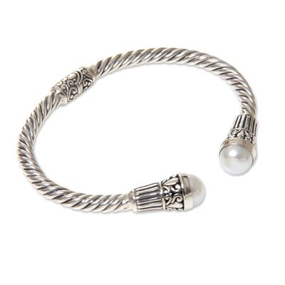 Alternate image for Sterling Silver Hinged Cuff Bracelet with Pearls Moonlit Promenade