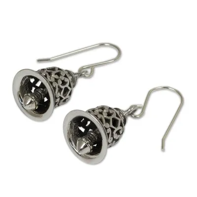 Alternate image for Fair Trade Sterling Silver Dangle Earrings Temple Bell