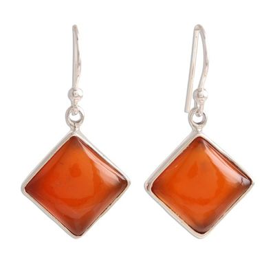 Alternate image for Square Carnelian Dangle Earrings from India Honey Squares
