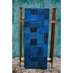 Image for Handmade Queen-size Vivid Blue Guatemalan Patchwork Quilt Set