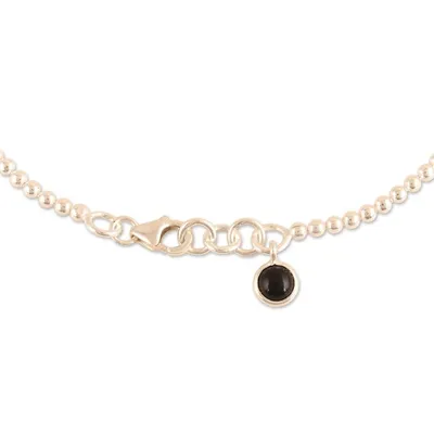 Alternate image for Pair of Sterling Silver Onyx Anklets from India Courage Orbs