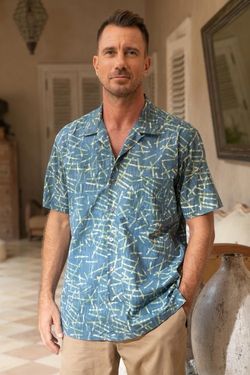 Image for Mens Casual Batik Cotton Shirt Choppy Water