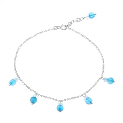 Alternate image for Blue Quartz Charm Anklet from Thailand Azure Charm