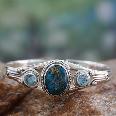 Alternate image for Handmade Blue Topaz Bracelet with Composite Turquoise Azure Heavens