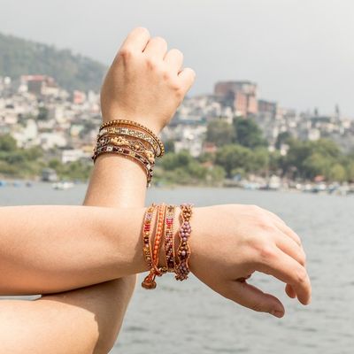 Alternate image for Two Handcrafted Beaded Positive Energy Long Wrap Bracelets Protection and Abundance