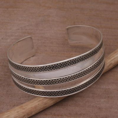 Alternate image for Modern Sterling Silver Cuff Bracelet Balinese Ruffles