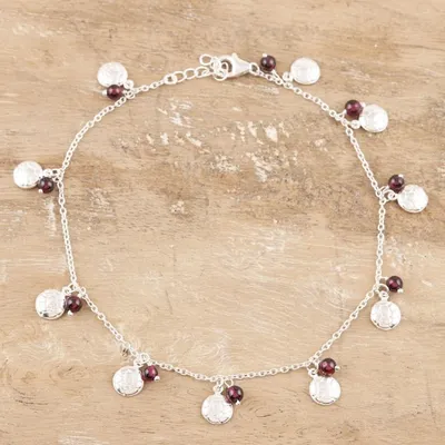 Alternate image for Sterling Silver and Garnet Charm Anklet Desert Dancer