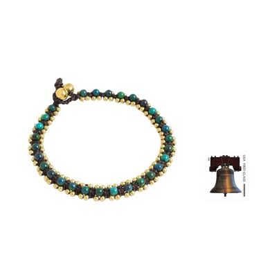 Alternate image for Hand Crocheted Serpentine Anklet with Brass Beads and Bells Tinkling Bells