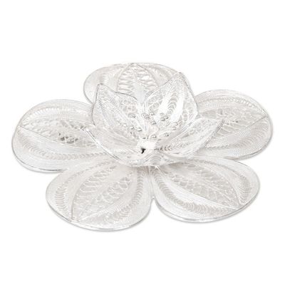 Alternate image for Floral Sterling Silver Filigree Brooch Pin Peacocks Plumes