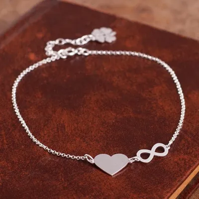 Alternate image for Sterling Silver Infinity Heart Anklet from Peru Love Infinite