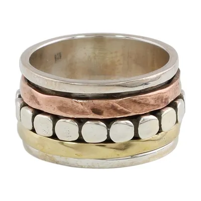 Alternate image for Sterling Silver Copper and Brass Spinner Ring from India Paved Road