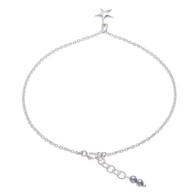 Alternate image for Sterling Silver Starfish Hematite Ankle Bracelet Sea Starfish