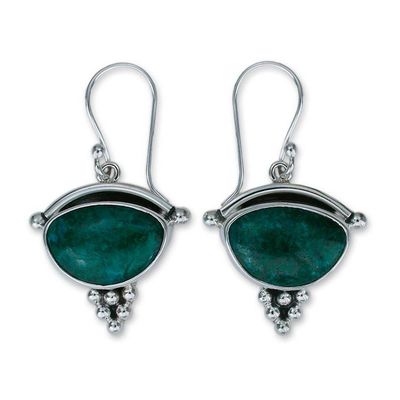 Alternate image for Chrysocolla Dangle Earrings 950 Silver Handmade in Mexico Taxco Mystique