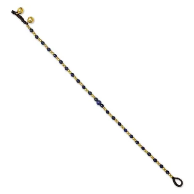 Alternate image for Single Strand Brass Bead Anklet with Lapis Lazuli Cheerful Walk