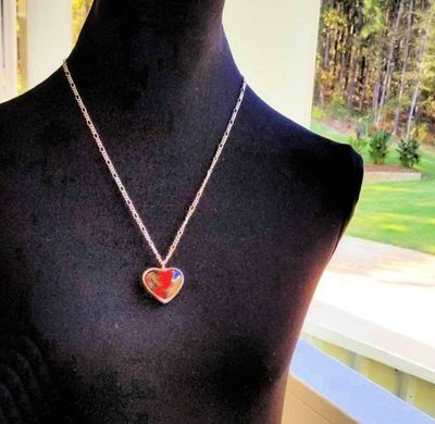 Alternate image for Heart Necklace, Red and Black Heart Pendant, Fused Glass Heart Jewelry, Valentines Day Gift for Her