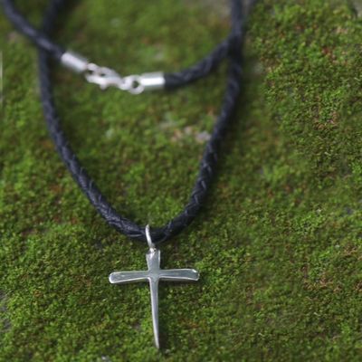 Alternate image for Mens Sterling Silver Cross Necklace  Holy Sacrifice