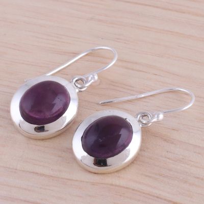 Alternate image for Amethyst and Sterling Silver Dangle Earrings from India Haloed Purple