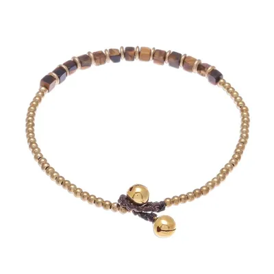 Alternate image for Beaded Anklet with Cube Tigers Eye from Thailand Cube Beauty