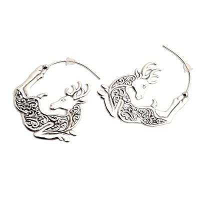Alternate image for Half Hoop Flying Reindeer Earrings Flying Reindeer