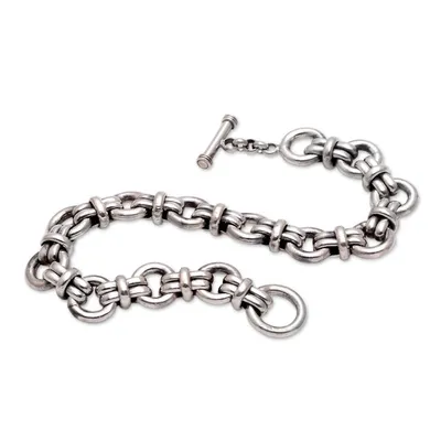 Alternate image for Mens Sterling Silver Link Bracelet Crafted in Bali Wanen Links