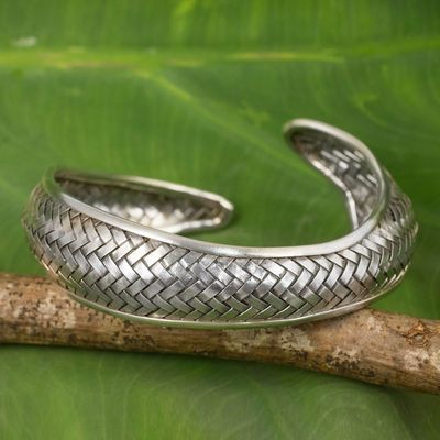 Alternate image for Handmade Silver Fish Cuff Bracelet Thai Hill Tribe Jewelry Swimming Fish