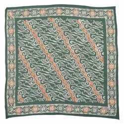 Image for Hand Dyed Batik Bandana, 100% Soft Cotton, Forest Scroll, Green, Peach, Autumn