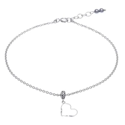 Alternate image for Thai Handmade Sterling Silver and Hematite Charm Anklet Your Love