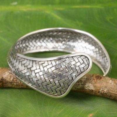 Alternate image for Handmade Silver Fish Cuff Bracelet Thai Hill Tribe Jewelry Swimming Fish