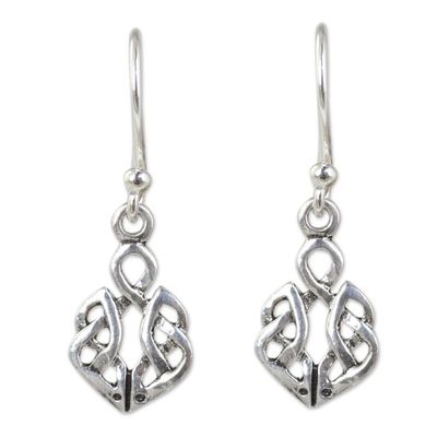 Alternate image for Hand Crafted Thai Celtic Oak Root Theme Silver Earrings Celtic Dara Knot