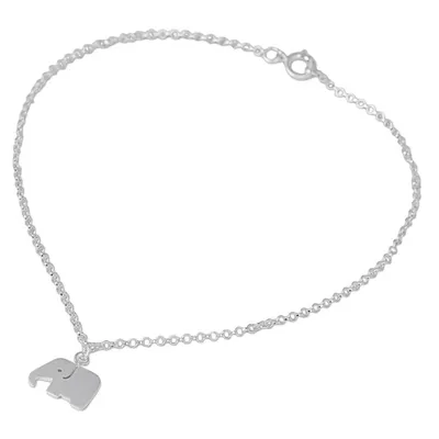Alternate image for Artisan Crafted Sterling Silver Anklet with Elephant Charm Elephant Bliss