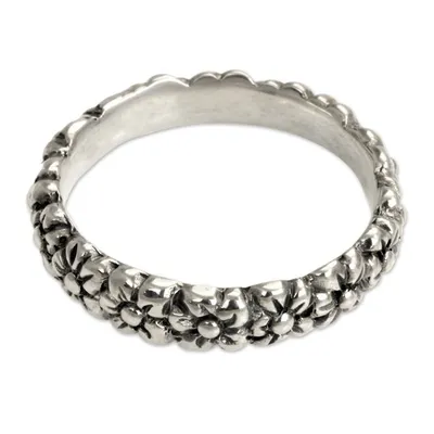 Alternate image for Floral Sterling Silver Band Ring Silver Garland