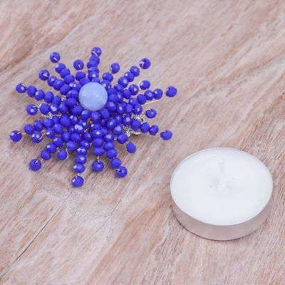 Alternate image for Star-Shaped Blue Chalcedony and Glass Beaded Brooch The Magical Starlight
