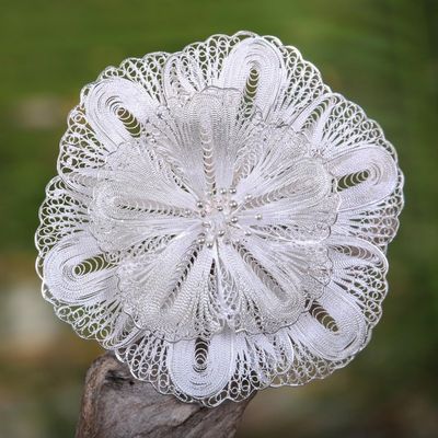 Alternate image for Sterling silver brooch pin Exotic Bloom