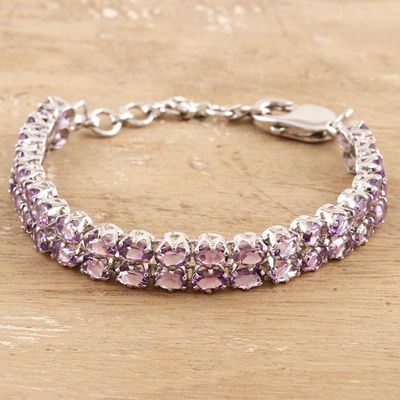 Alternate image for Rhodium-Plated Sterling Silver Amethyst Tennis Bracelet Purple Deluxe