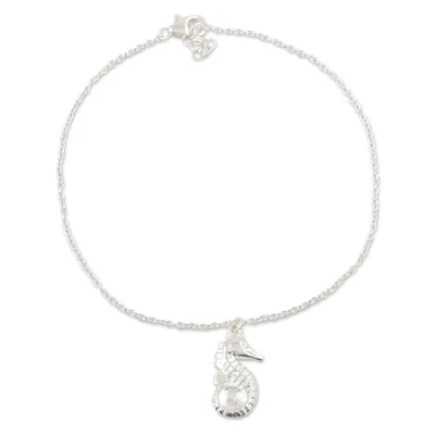 Alternate image for Sterling Silver Seahorse Anklet Galloping Sea