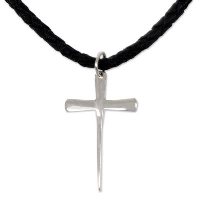 Alternate image for Mens Sterling Silver Cross Necklace  Holy Sacrifice