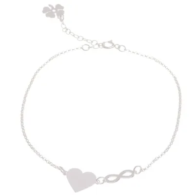 Alternate image for Sterling Silver Infinity Heart Anklet from Peru Love Infinite