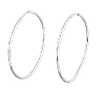 Alternate image for Handcrafted Polished Sterling Silver Endless Hoop Earrings Timeless Charm