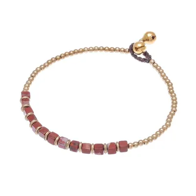 Alternate image for Beaded Anklet with Cube Jasper from Thailand Cube Beauty